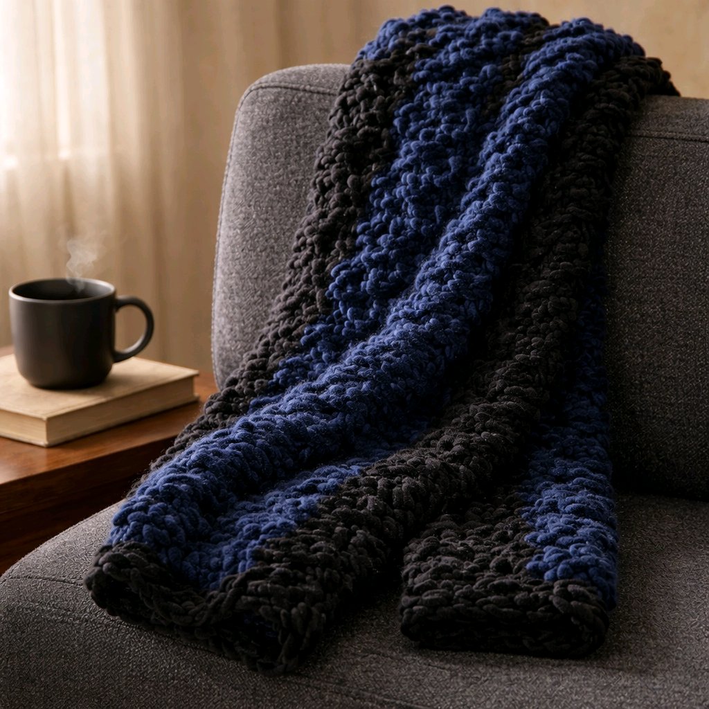 Blue and Black Handmade Baby Blanket