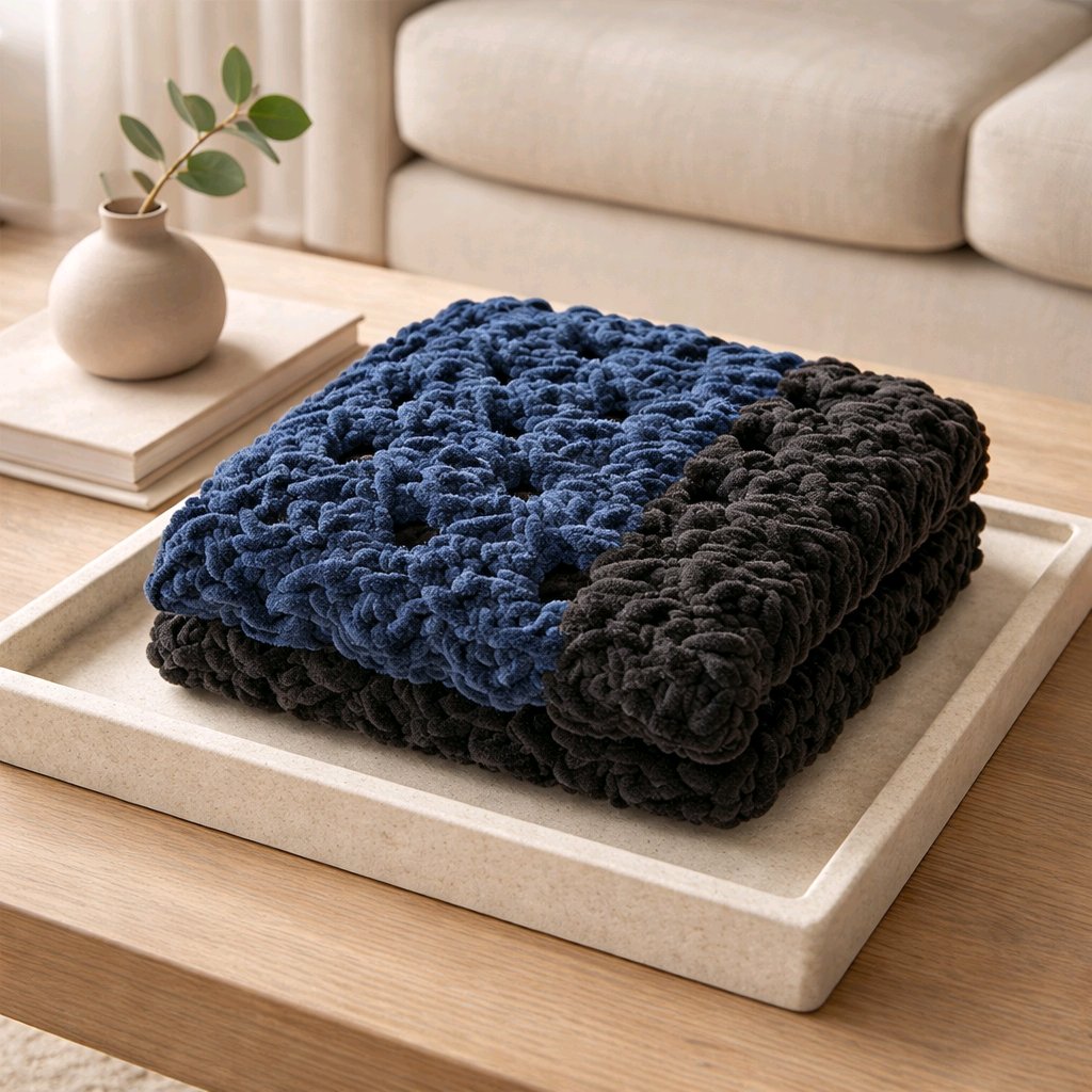 Blue and Black Handmade Baby Blanket
