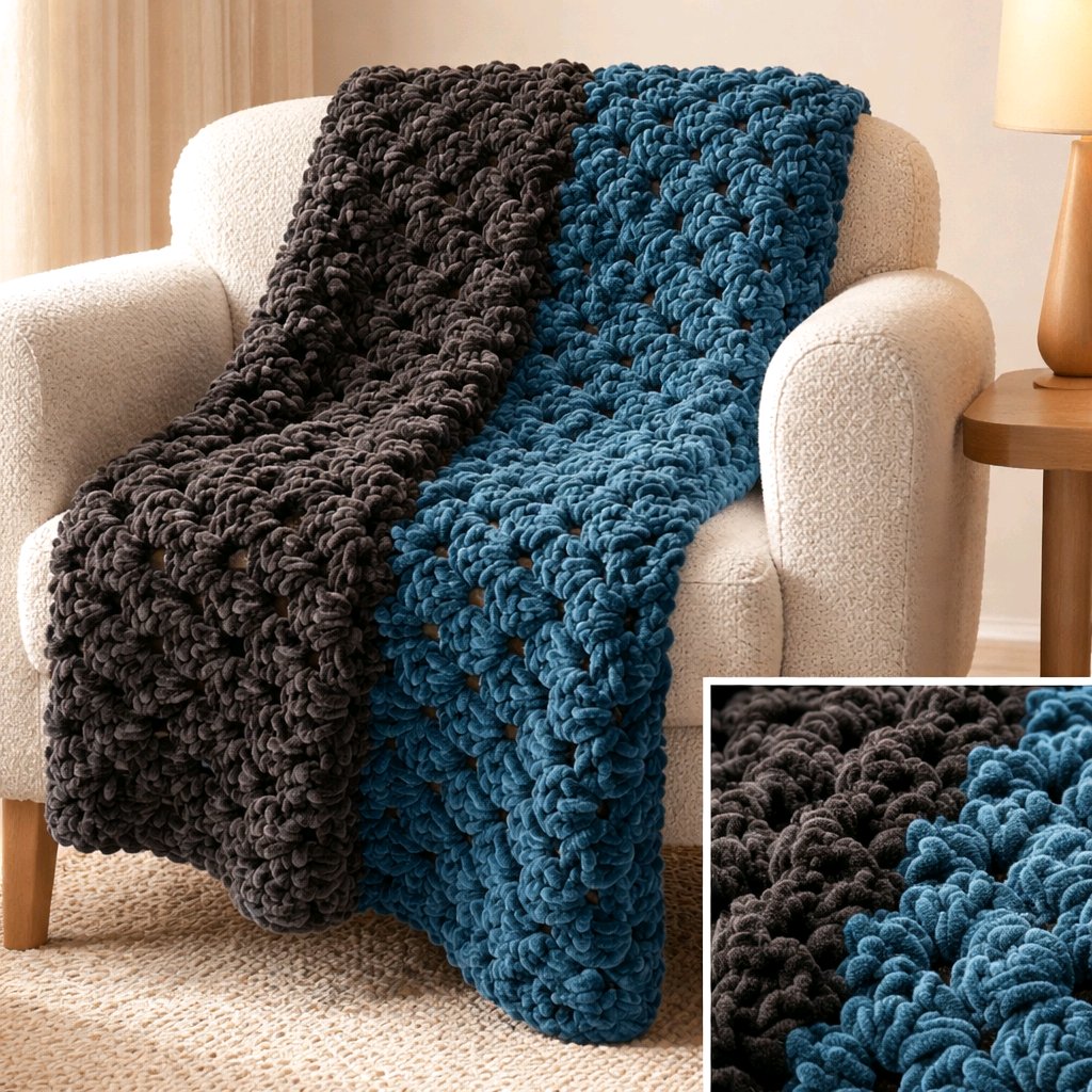 Forest Green and Black Handmade Baby Blanket