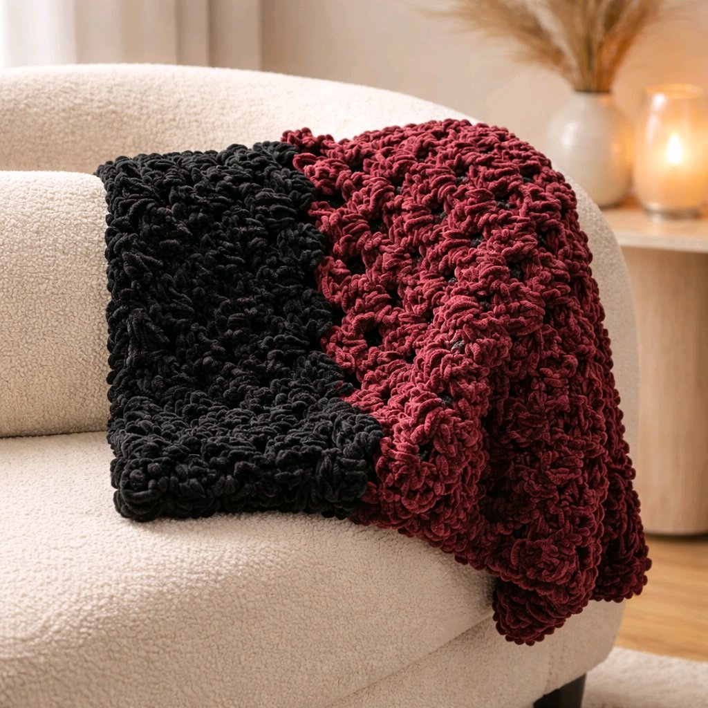 Red and Black Handmade Baby Blanket